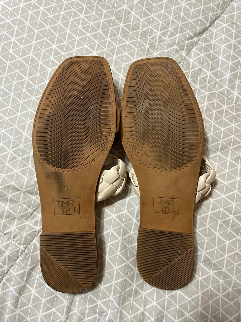 Time and Tru Ivory Braided Double-Strap Slide Sandals - Picture 3 of 4